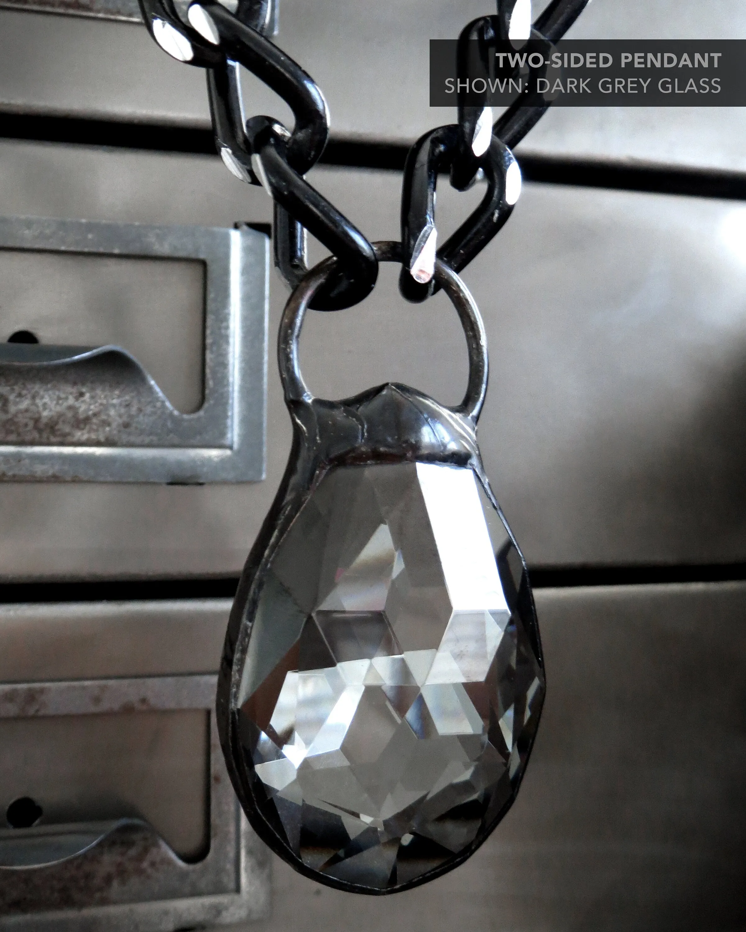 TWO-FACED - Two-Sided Large Teardrop Pendant Necklace