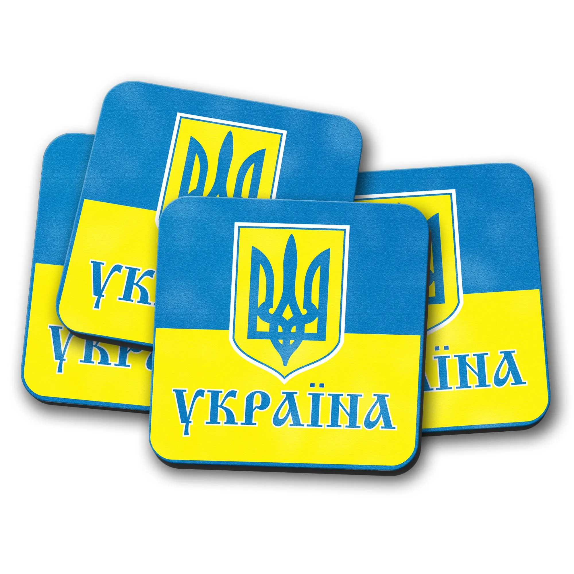 Ukraine Beverage Coasters Square (Set of 4) Plastic with Cork Bottom