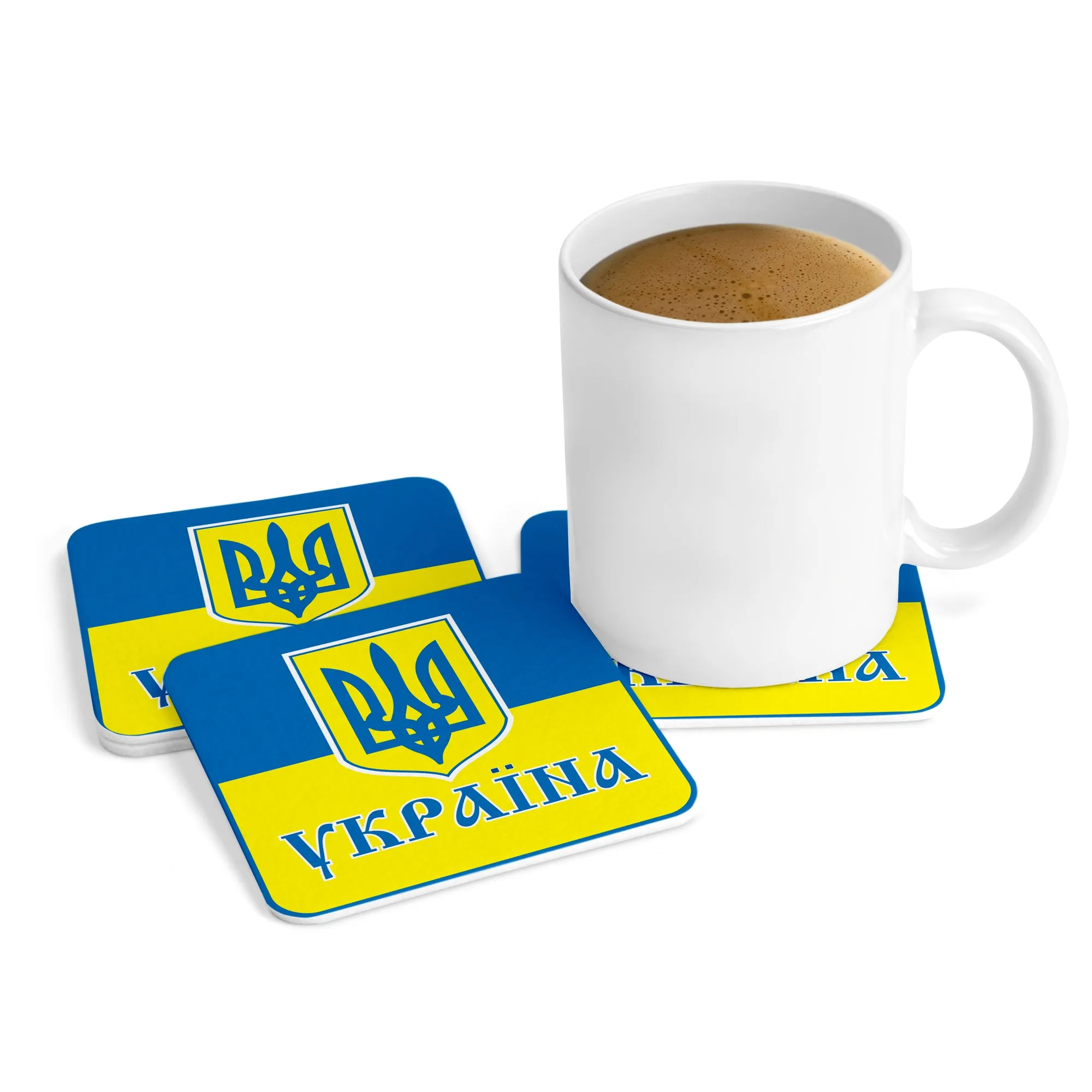 Ukraine Beverage Coasters Square (Set of 4) Plastic with Cork Bottom