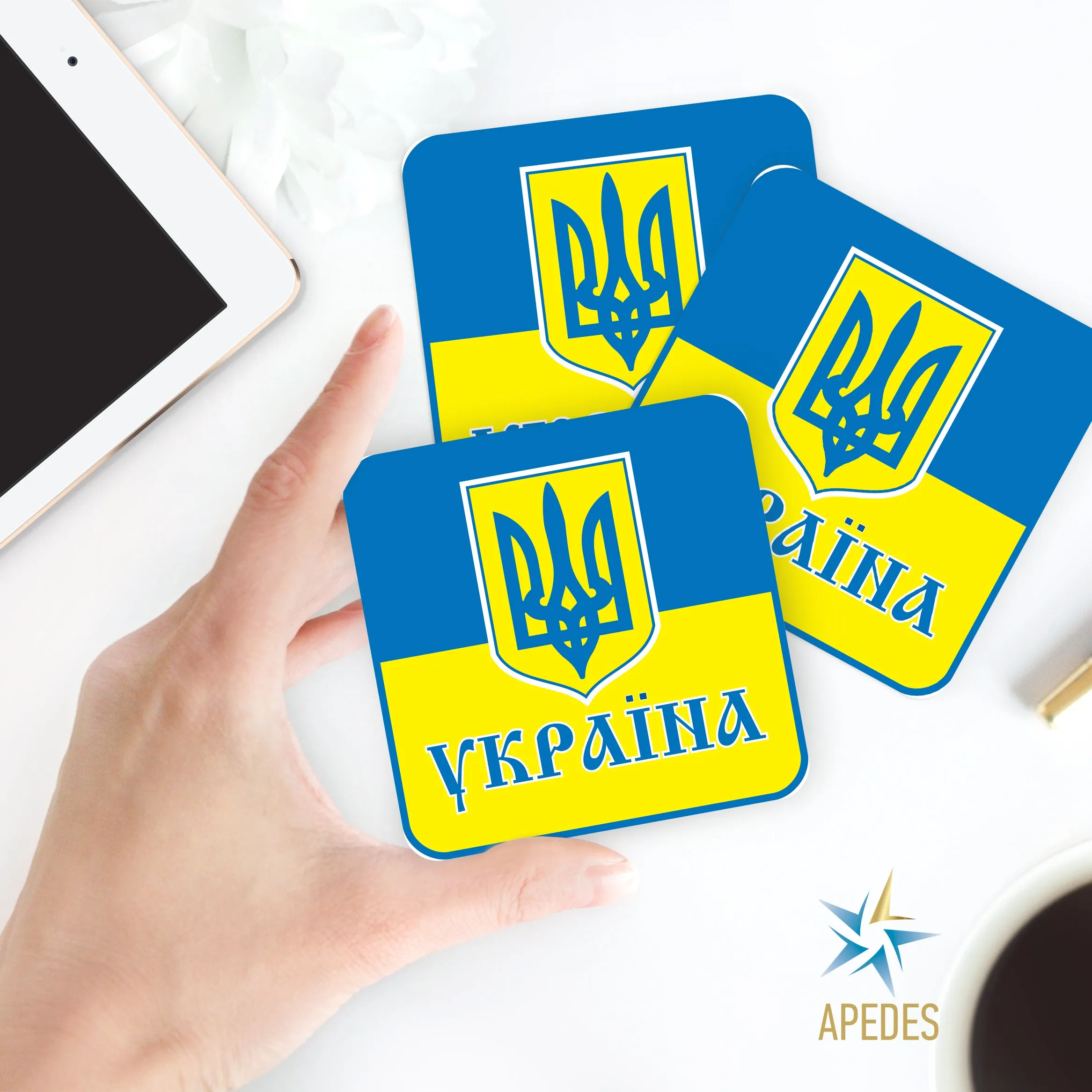 Ukraine Beverage Coasters Square (Set of 4) Plastic with Cork Bottom