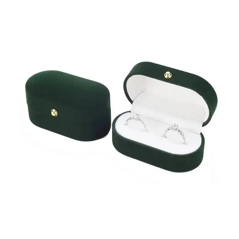 Velvet Ring Box Double Stud  Jewelry Packaging Case Wedding Earrings Storage Holder  Organizer Gift Showcase