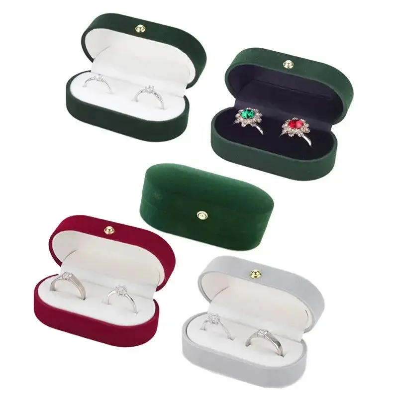 Velvet Ring Box Double Stud  Jewelry Packaging Case Wedding Earrings Storage Holder  Organizer Gift Showcase