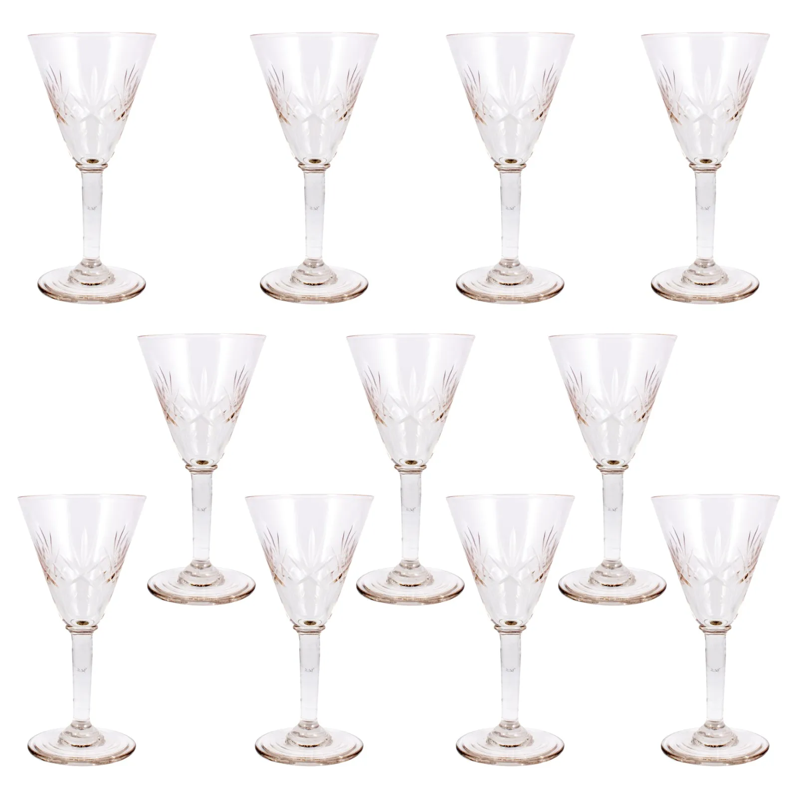 Vintage French Cut Crystal Glasses | Medium Size - Set of 11