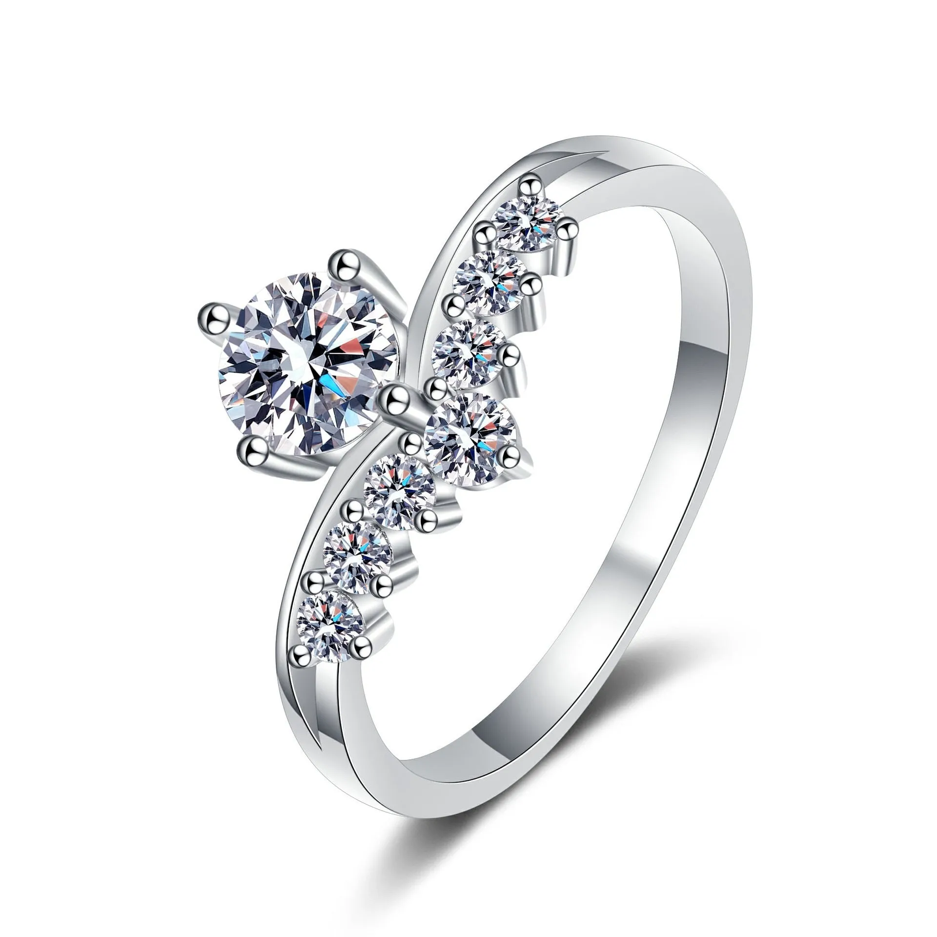 Wave Shape Moissanite Diamond Rings - RM038