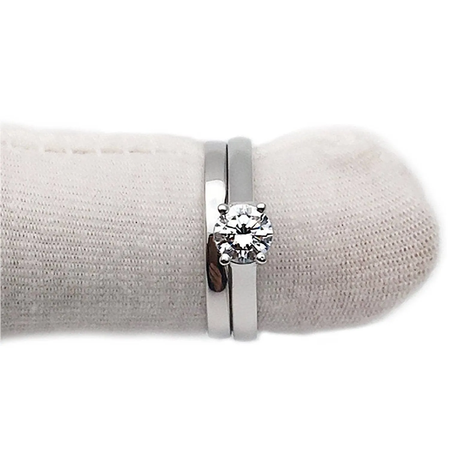 White Gold Round Diamond Art Deco Ring Set