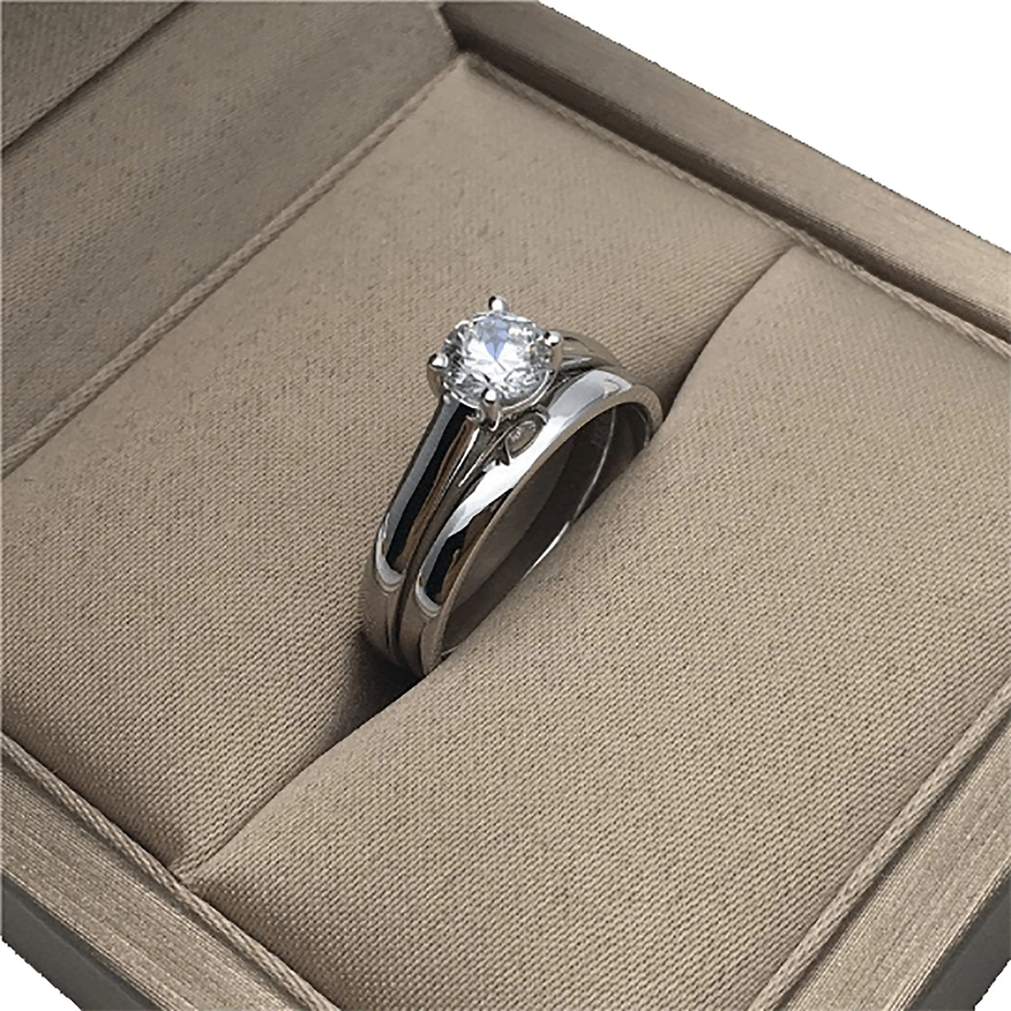 White Gold Round Diamond Art Deco Ring Set