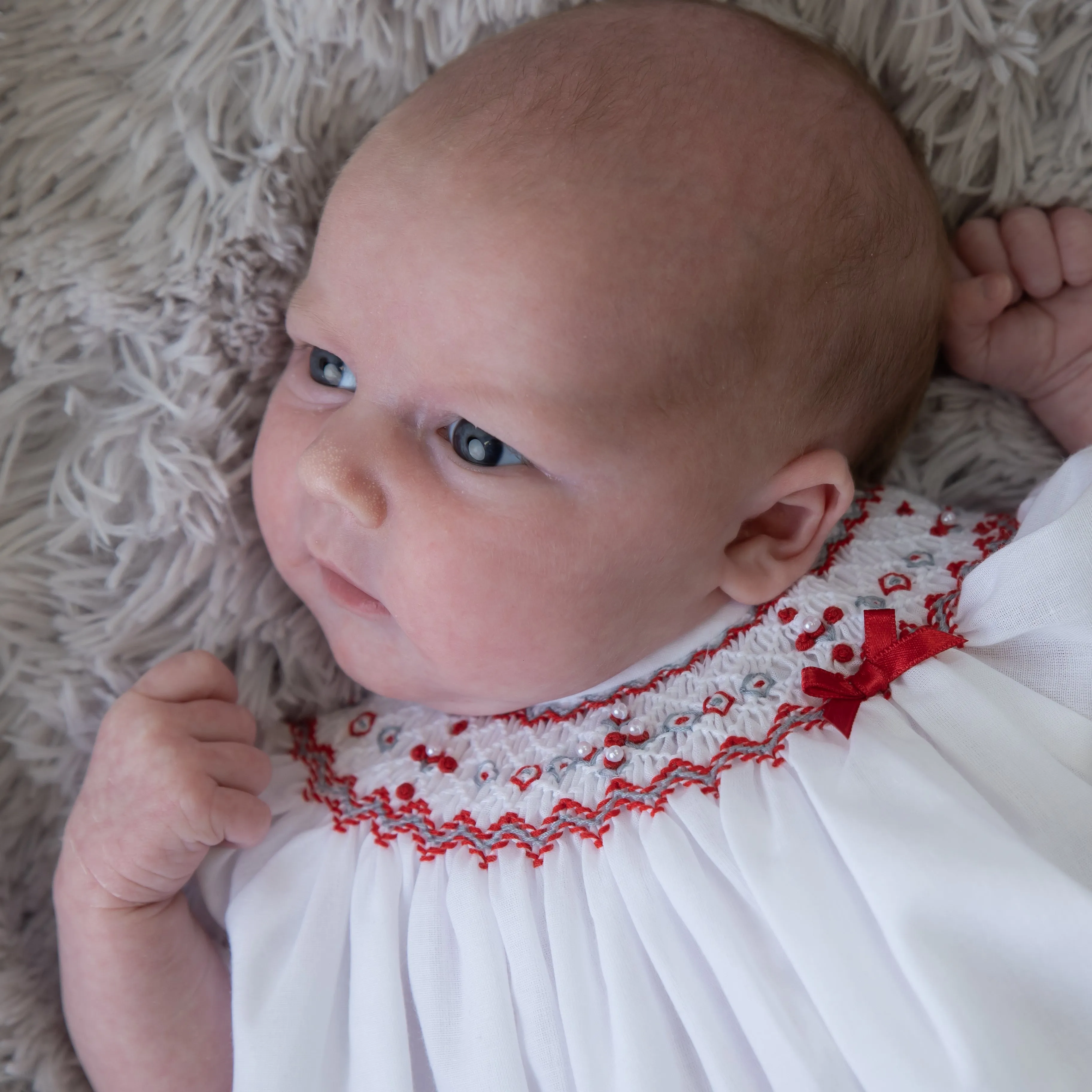 White Red Short Sleeve Bubble Romper