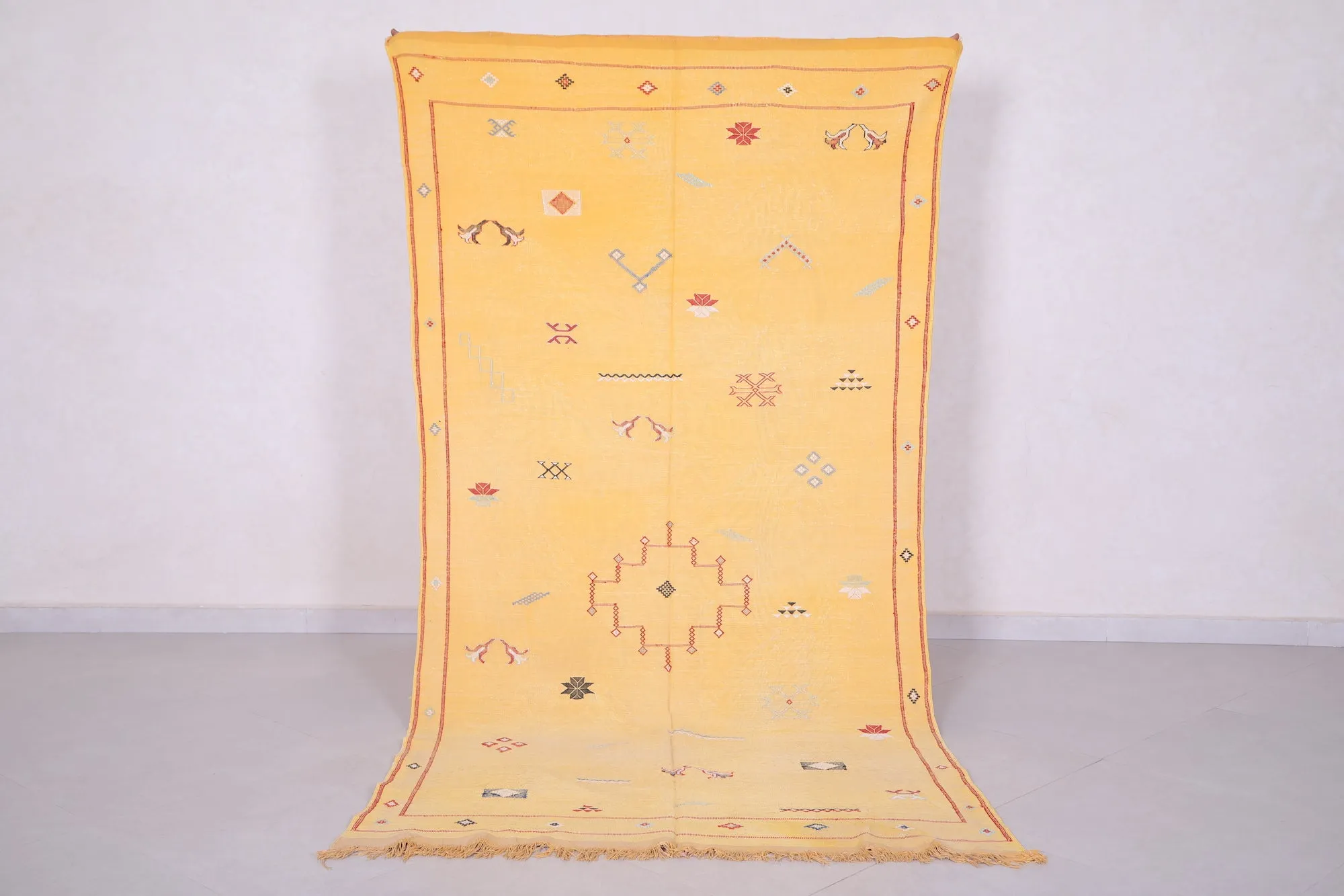 Yellow Moroccan Kilim Rug - Hand Woven Moroccan Rug - Custom Rug